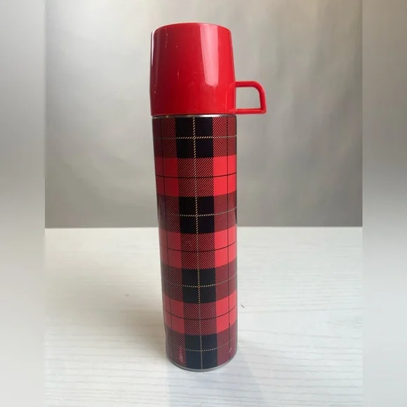 Fred Vintage Style Thermos Stainless Steel Flask Tartan Plaid - Picture 2 of 9